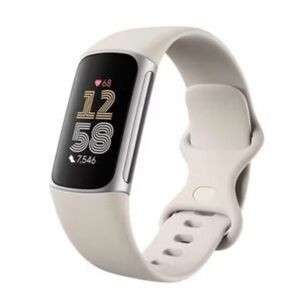 Fitbit Smartwatch with Cream Band and Silver Accents